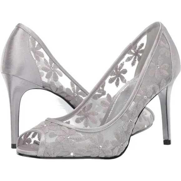 Adrianna Papell Frances Silver Frances  Mesh High Heel Shoes Pumps Size 8