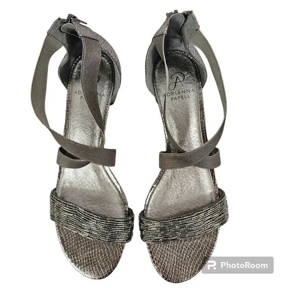 Adrianna Papell Teagan Beaded Block Heel Dress Sandal Size 10M, EU 40