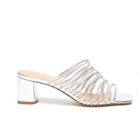 AEYDE'PEARL' MULTI-STRAP BLOCK HEELSANDALS SILVER 39.5 US 9.5