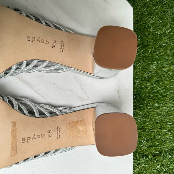 AEYDE'PEARL' MULTI-STRAP BLOCK HEELSANDALS SILVER 39.5 US 9.5
