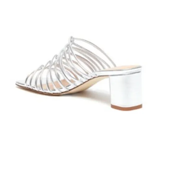 AEYDE'PEARL' MULTI-STRAP BLOCK HEELSANDALS SILVER 39.5 US 9.5