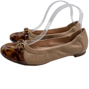 AGL Womens Shoes Monika Cap Toe Ballet Flats 7.5 Brown Tortoise Leather Designer