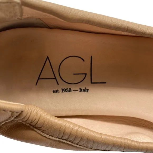 AGL Womens Shoes Monika Cap Toe Ballet Flats 7.5 Brown Tortoise Leather Designer