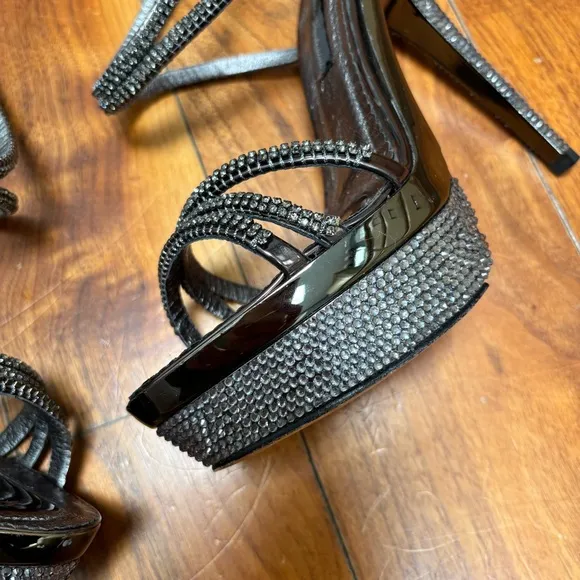 Alberto Venturini Crystal Jeweled Platform Stiletto Sandals 37