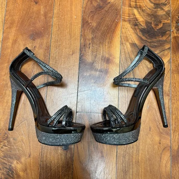 Alberto Venturini Crystal Jeweled Platform Stiletto Sandals 37