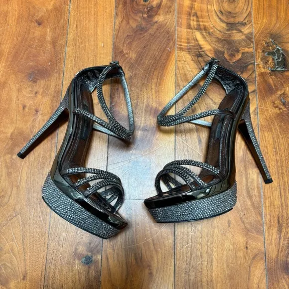 Alberto Venturini Crystal Jeweled Platform Stiletto Sandals 37