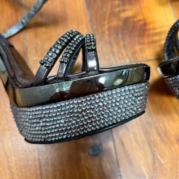 Alberto Venturini Crystal Jeweled Platform Stiletto Sandals 37