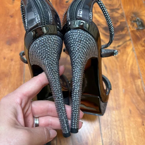Alberto Venturini Crystal Jeweled Platform Stiletto Sandals 37