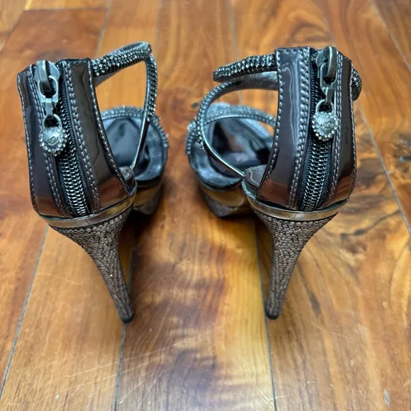 Alberto Venturini Crystal Jeweled Platform Stiletto Sandals 37