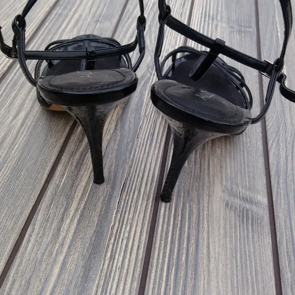 Aldo Black Strappy Open Toe Sandal Heels