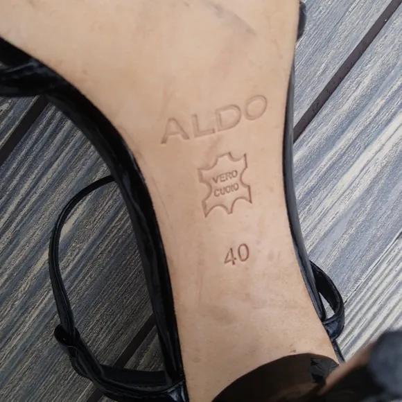 Aldo Black Strappy Open Toe Sandal Heels