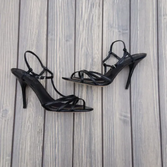 Aldo Black Strappy Open Toe Sandal Heels