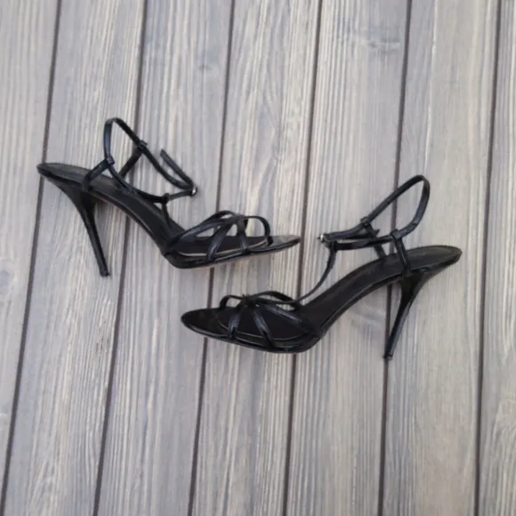 Aldo Black Strappy Open Toe Sandal Heels