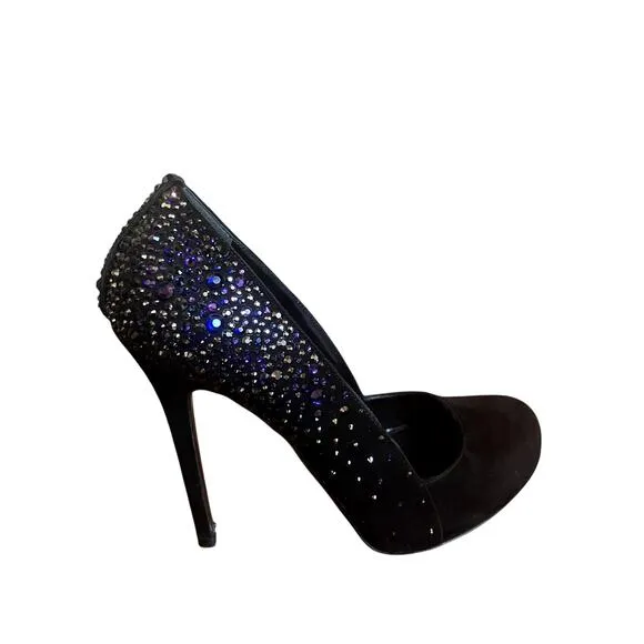 ALEXANDER McQUEEN Swarovski Crystal Encrusted Stiletto Pump Size 39 Heels Shoes