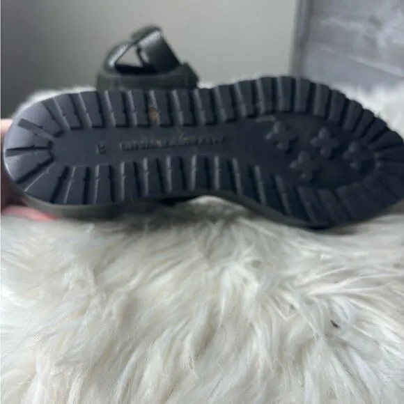Alexander Wang 38 US 8 dark green leather strappy wedge sandals