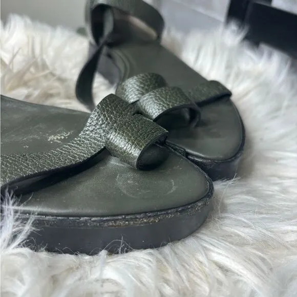 Alexander Wang 38 US 8 dark green leather strappy wedge sandals