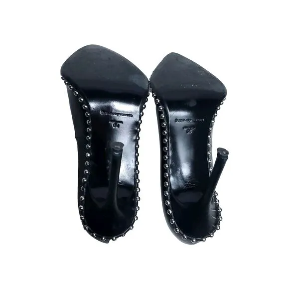 Alexander Wang black Rie Calf silver studded pointed heels Sz 38 Box Withou Lid