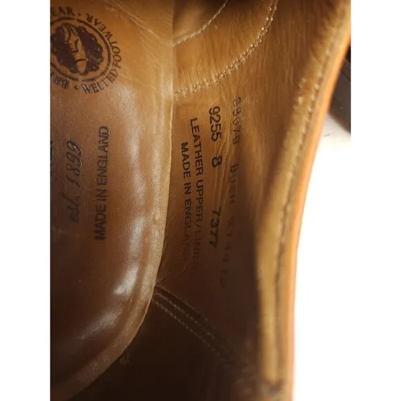 Alfred Sargent Made in England Bush Brogue Cap Toe Dress Shoes Size 8