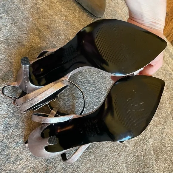 Alias Mae by Revolve Duana Pointed Toe Ankle Strap Nudist Stiletto in Rose Gold