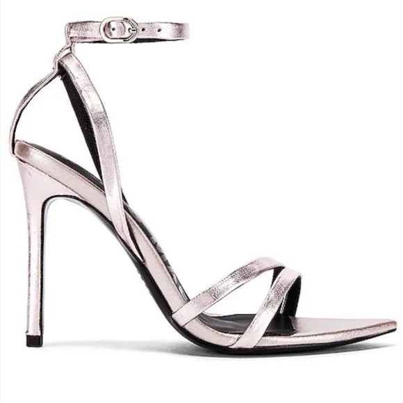 Alias Mae by Revolve Duana Pointed Toe Ankle Strap Nudist Stiletto in Rose Gold