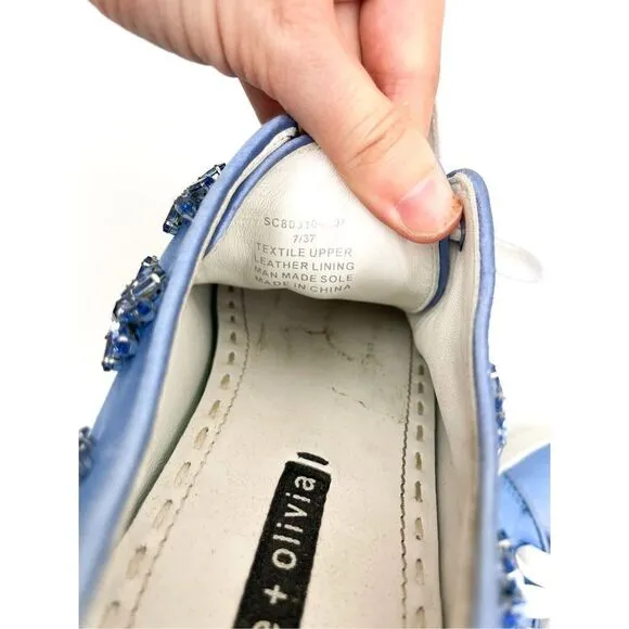 Alice   Olivia Cleo Embellished French Blue Sneakers Size 7