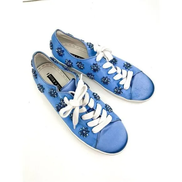 Alice   Olivia Cleo Embellished French Blue Sneakers Size 7