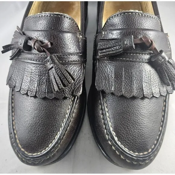 Allen Edmond Men's Danforth Dark Bwn Leather Kiltie Tassel Slipon Loafer Sz 6 3E