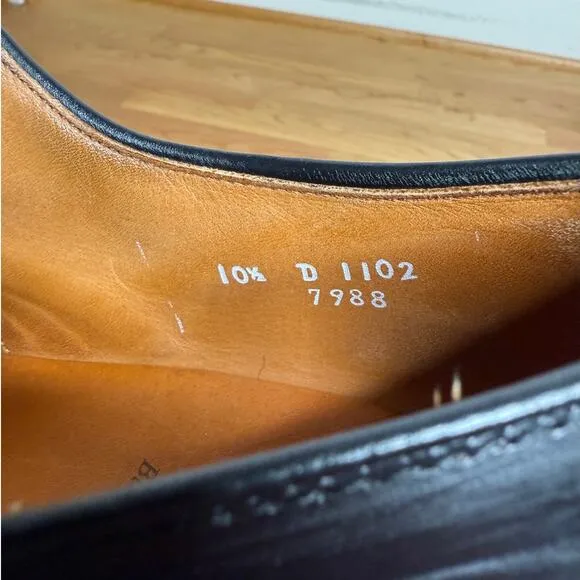 Allen Edmonds 10D Burton Black Leather Dress Shoes Apron Toe Oxford LaceUp Black