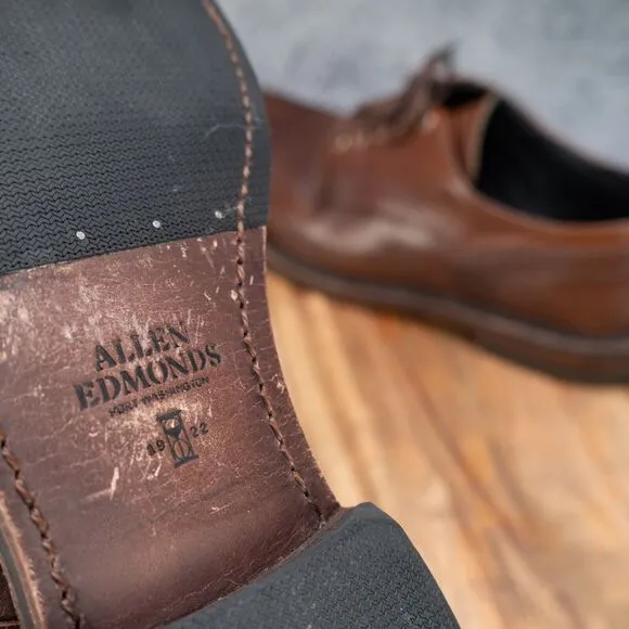 Allen Edmonds &quot;CYRUS&quot; Men's Plain Toe Derby 10.5 D Snuff Brown EUC