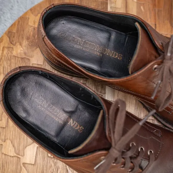 Allen Edmonds &quot;CYRUS&quot; Men's Plain Toe Derby 10.5 D Snuff Brown EUC