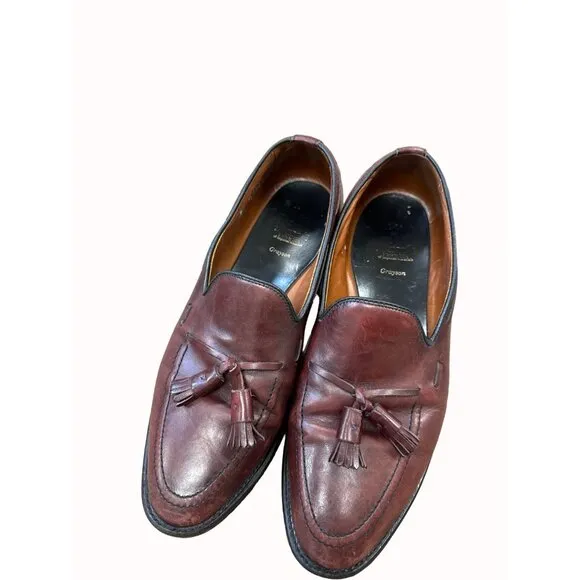 Allen Edmonds Grayson men’s brown leather tassel slip loafers shoes 9D SKU 6636