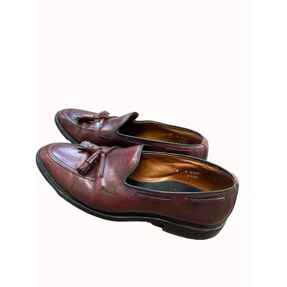 Allen Edmonds Grayson men’s brown leather tassel slip loafers shoes 9D SKU 6636