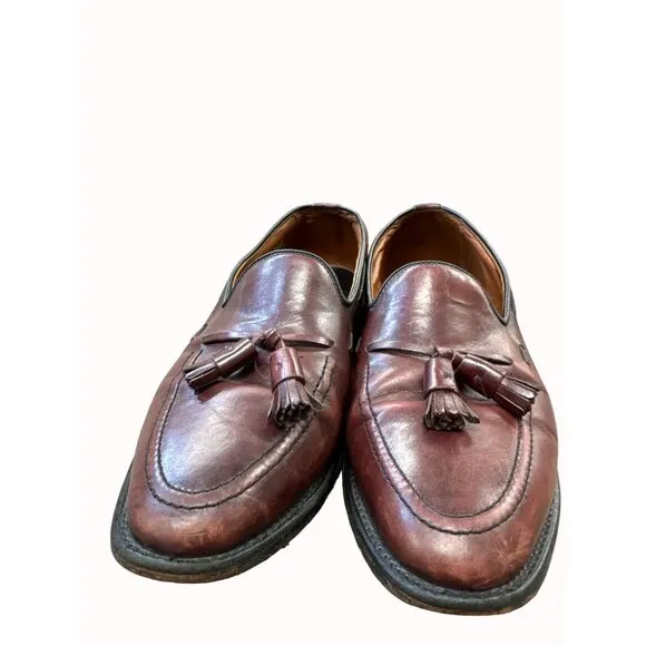 Allen Edmonds Grayson men’s brown leather tassel slip loafers shoes 9D SKU 6636