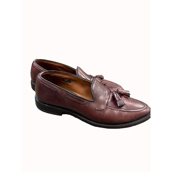 Allen Edmonds Grayson men’s brown leather tassel slip loafers shoes 9D SKU 6636