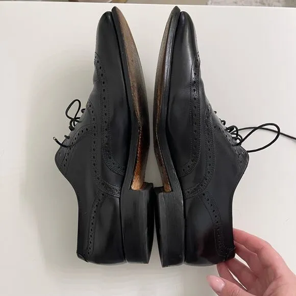 Allen Edmonds Leather Wingtip Oxford Dress Shoes Black Formal Classy Sz 9.5