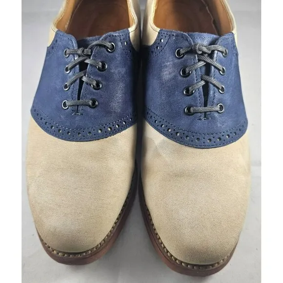 Allen Edmonds Men's Gumlite Vibram Scottsdale Suede Navy/Sand Oxford Shoe Size E