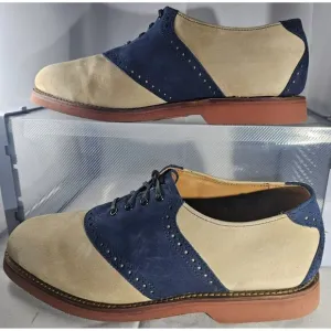 Allen Edmonds Men's Gumlite Vibram Scottsdale Suede Navy/Sand Oxford Shoe Size E