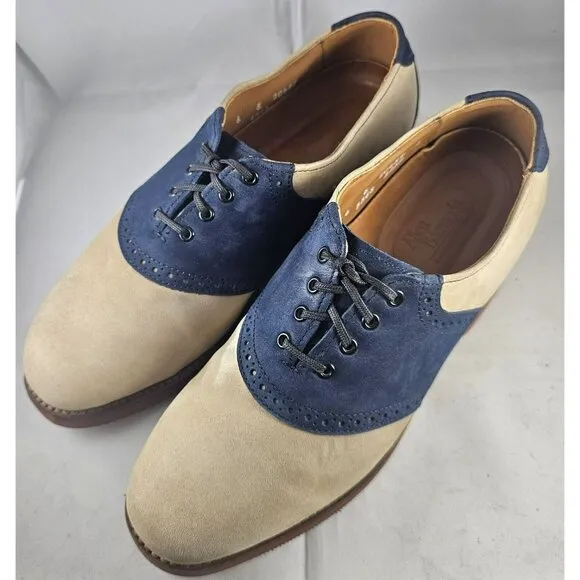 Allen Edmonds Men's Gumlite Vibram Scottsdale Suede Navy/Sand Oxford Shoe Size E