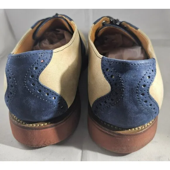 Allen Edmonds Men's Gumlite Vibram Scottsdale Suede Navy/Sand Oxford Shoe Size E