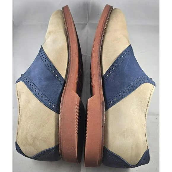 Allen Edmonds Men's Gumlite Vibram Scottsdale Suede Navy/Sand Oxford Shoe Size E