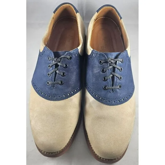 Allen Edmonds Men's Gumlite Vibram Scottsdale Suede Navy/Sand Oxford Shoe Size E