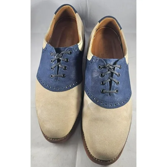 Allen Edmonds Men's Gumlite Vibram Scottsdale Suede Navy/Sand Oxford Shoe Size E