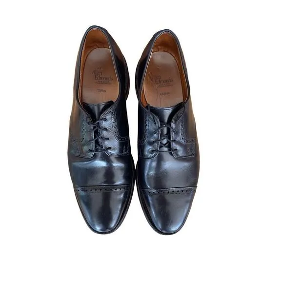 Allen Edmonds Mens Black Lace Up Cap Toe Leather Oxford Dress Shoes Size 11