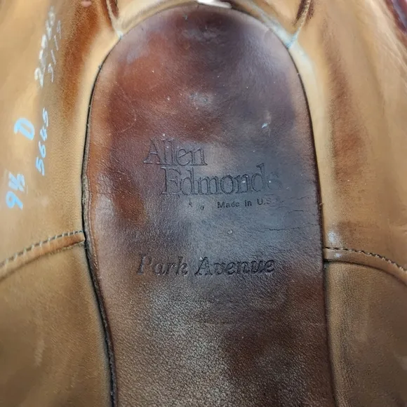 Allen Edmonds Park Avenue Chili Burnished Calf Leather Dress Shoes Mens Size 9.5