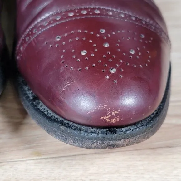 Allen Edmonds Sanford Derby Shoes Mens Sz 11.5 D Burgundy Cap Toe Leather Brogue