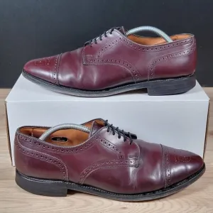 Allen Edmonds Sanford Derby Shoes Mens Sz 11.5 D Burgundy Cap Toe Leather Brogue