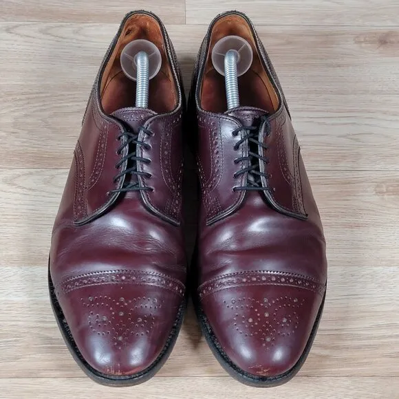 Allen Edmonds Sanford Derby Shoes Mens Sz 11.5 D Burgundy Cap Toe Leather Brogue
