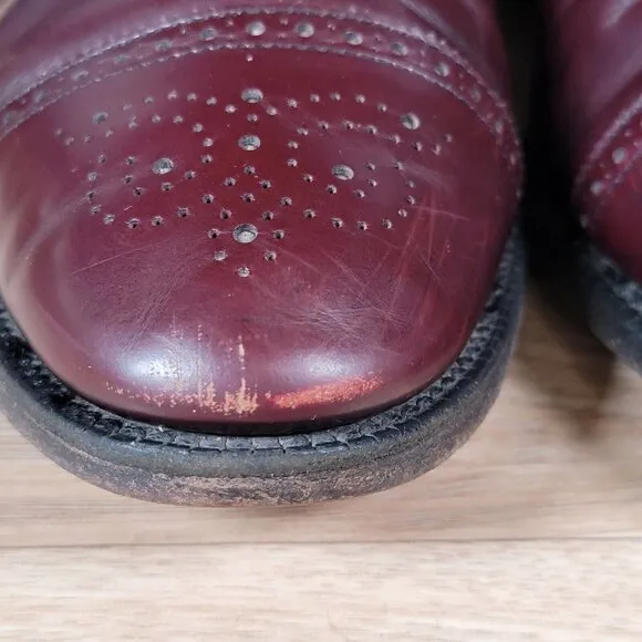 Allen Edmonds Sanford Derby Shoes Mens Sz 11.5 D Burgundy Cap Toe Leather Brogue