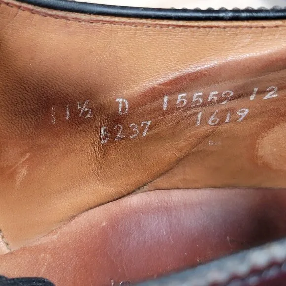 Allen Edmonds Sanford Derby Shoes Mens Sz 11.5 D Burgundy Cap Toe Leather Brogue