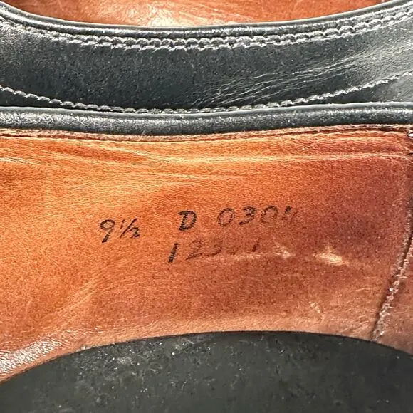 ALLEN EDMONDS Shoes Mens Size 9.5 D Dawson  Bicycle Toe Black Leather Oxford